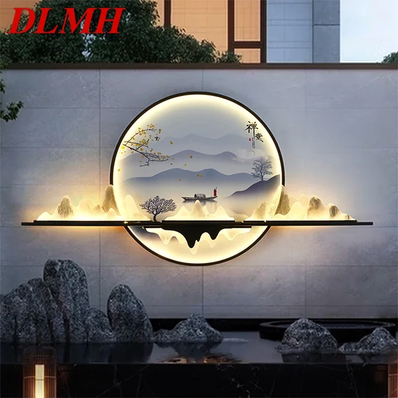 

DLMH Solar Outdoor Mural Lamp 1 Meter Diameter Circular Landscape Waterproof Mural Villa Courtyard Garden Decoration Painting