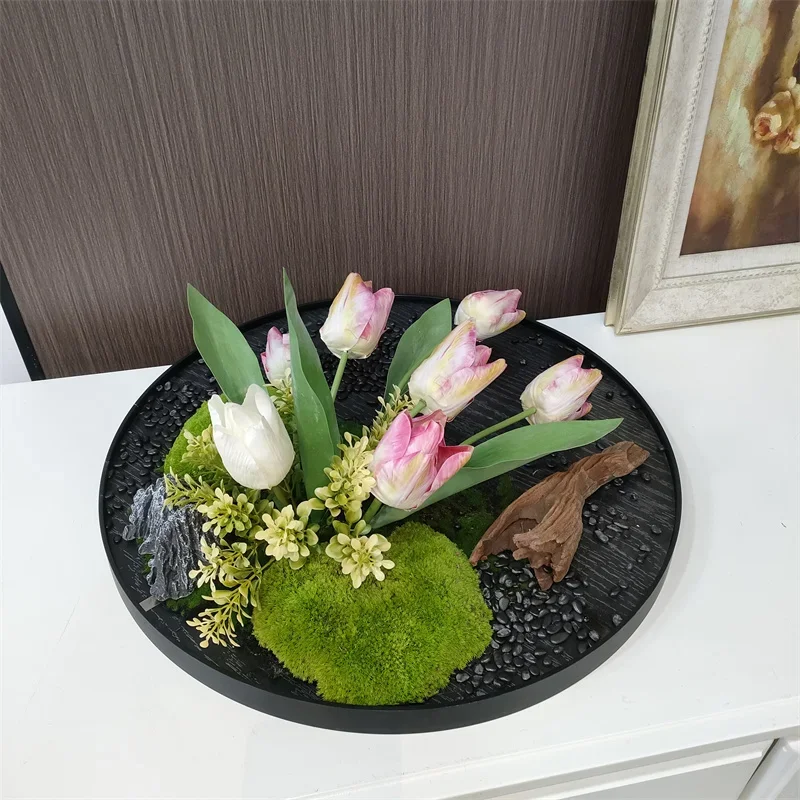 Customized:Dining table arrangement, electric turntable, flower arrangement, miniature landscape of hotel restaurant, table view