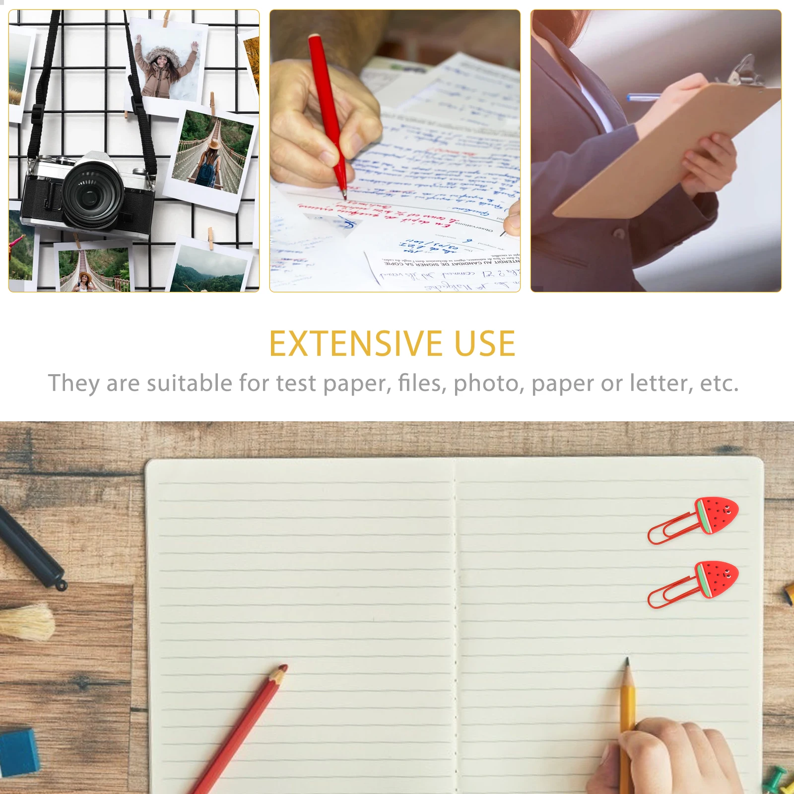 

6pcs Fruit-Shaped Flexible Glue Clamps Creative Office Home School Supplies File Photo Letter Holders Metal Mini Clips