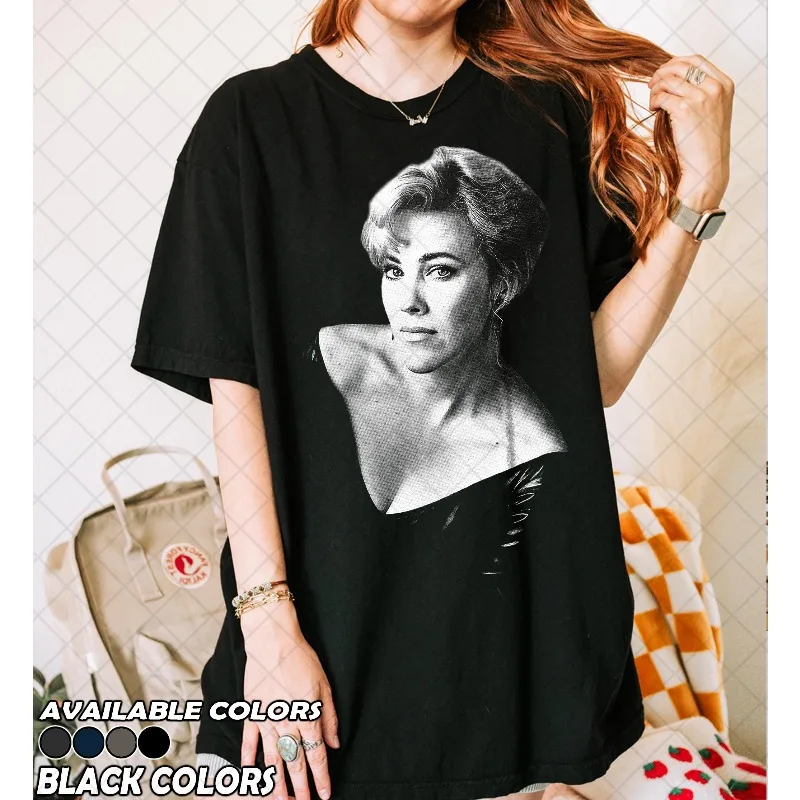 Black Monochrome Elegant Short Hair Lady Portrait Graphic T Shirt Minimal Retro Oversized Short Sleeve Unisex Tops