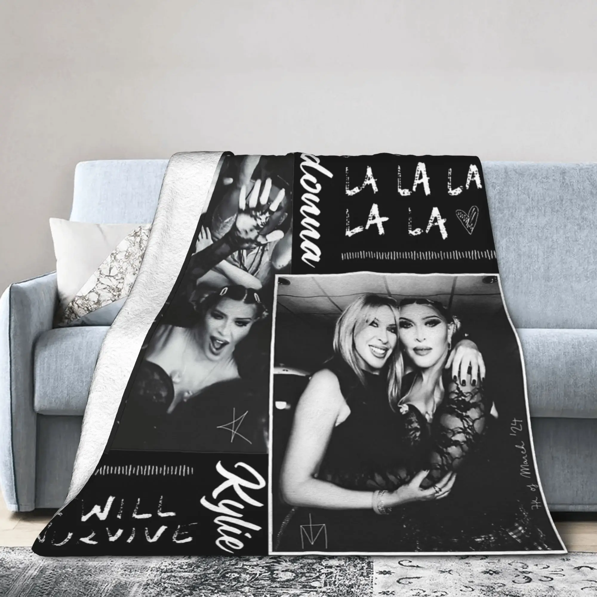 Kylie Madonna Celebration Tour Blankets Lightweight Thin Flannel Novelty Present Pop Music Concert Throw Blanket Quilt