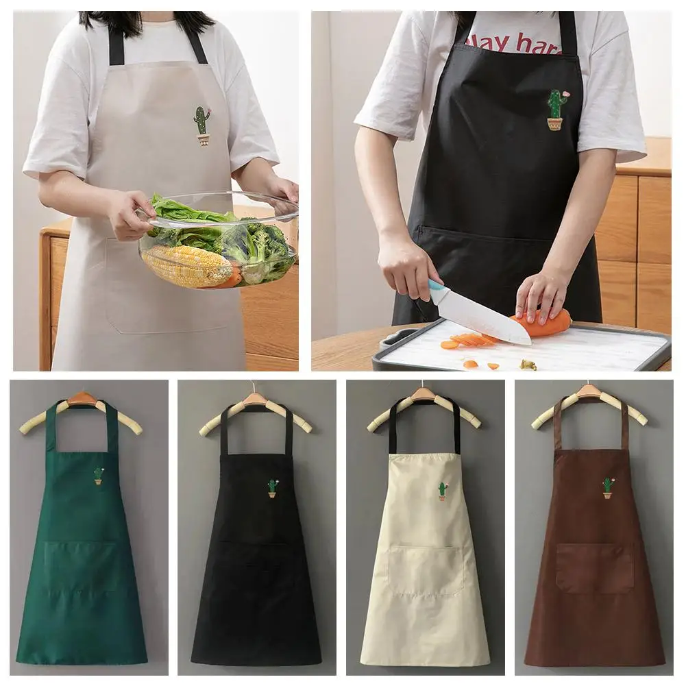 Waterproof Oilproof Apron Home Kitchen Apron With Large Pocket Fashion Abrasion Resistant Workwear For Women And Men M4P0