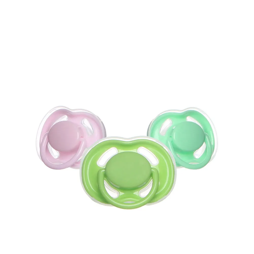 3Pcs Silicone Portable Baby Comfort For Baby Boy Pacifier Ergonomic Breast-shaped Infant Dustproof Compact Mood