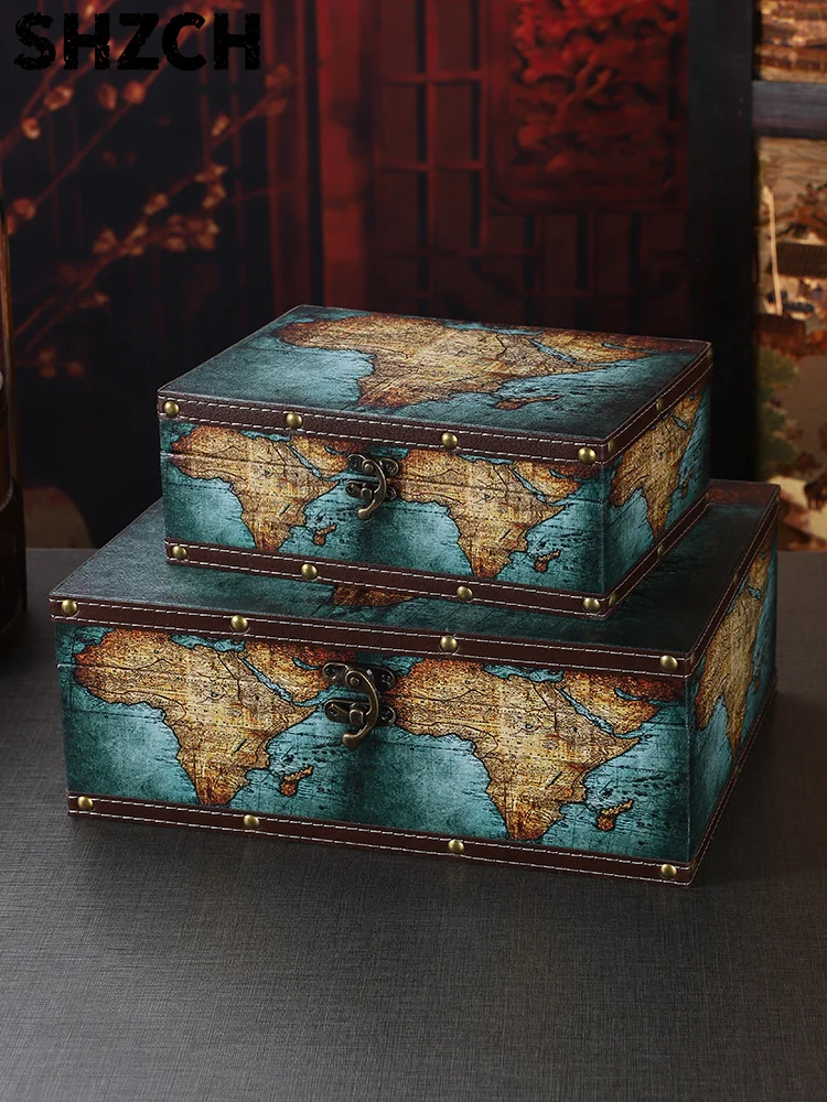 Caja de Almacenamiento de Cosméticos/Joyas de Madera Retro, Caja Organizadora de Tesoros de Escritorio, Rectangular, de Una Sola Capa, Desmontable, Hecha a Mano