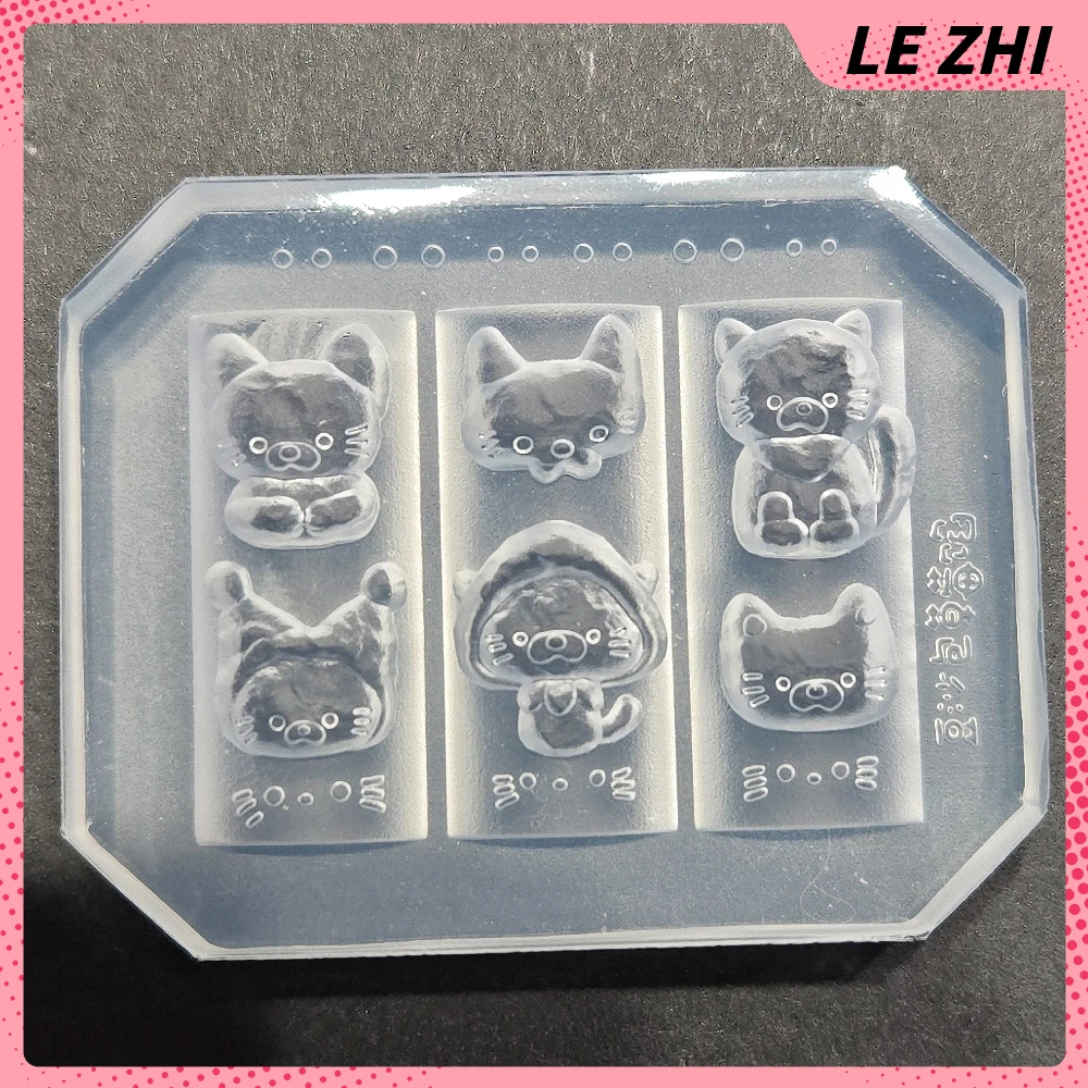 الكرتون لطيف الحيوانات القطط الكلاب أرنب سيليكون مسمار الفن قالب قالب Kawaii ثلج زهرة Diy تصميم مسمار الفن نحت القالب