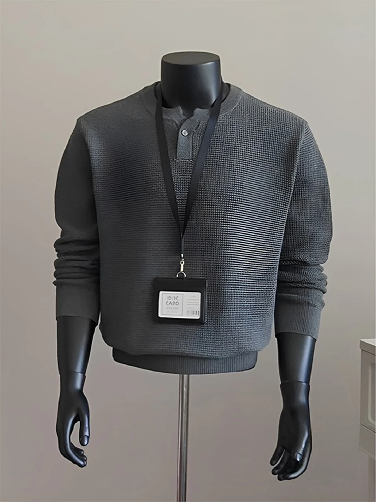 

Men's Henry Collar Knitwear Soft Polyester Fiber Vintage Sle Long Sve Ne Sweater Casual Wear Autumn Season Basic ...