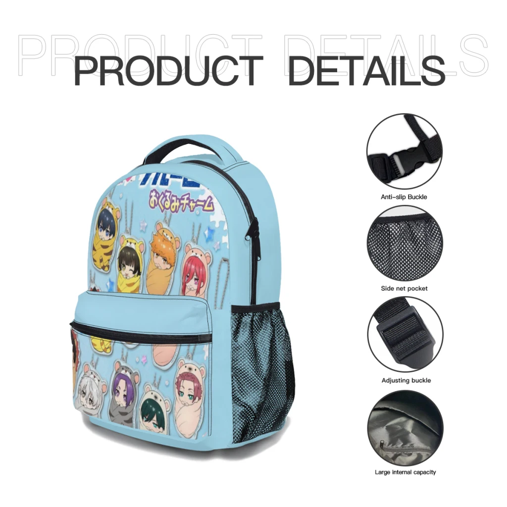 Blue Lock For Girls Large Capacity Student Backpack Cartoon School Backpack