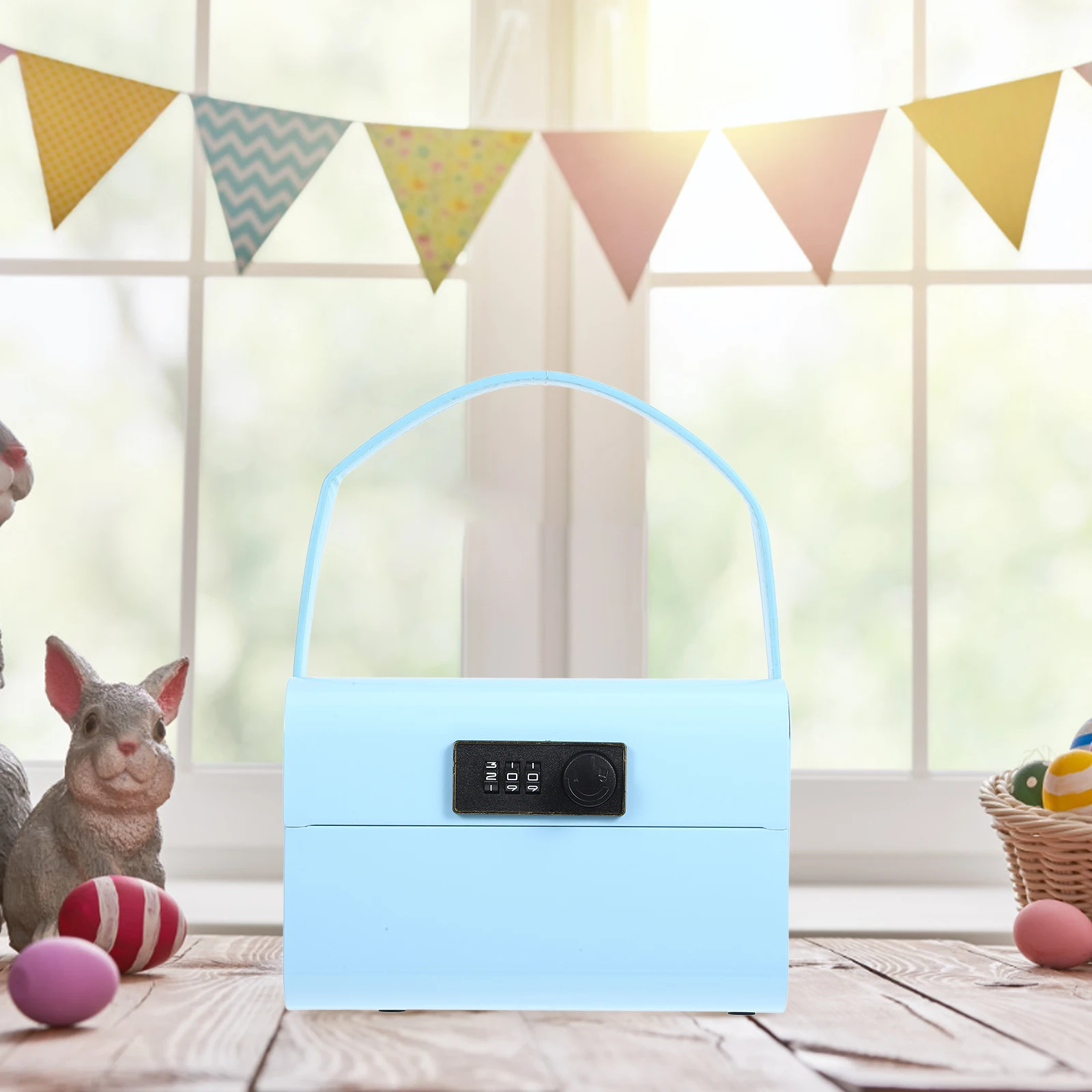 ハンドヘルドパスワードロックメタルマネーボックスソリッドカラーキャラクターデザイン大容量コインバンク子供のための安全な貯蓄