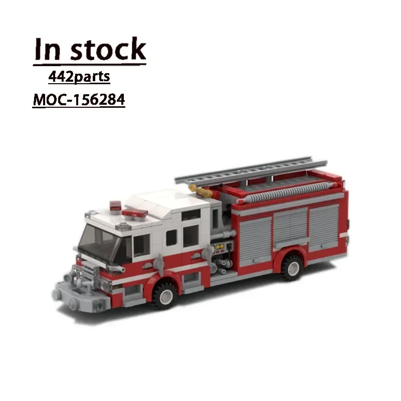 MOC-156284 City Transport Fire Pump Truck Assembly Splicing Building Block Model 422 Building Blocks Parts Kids Birthday ToyGift