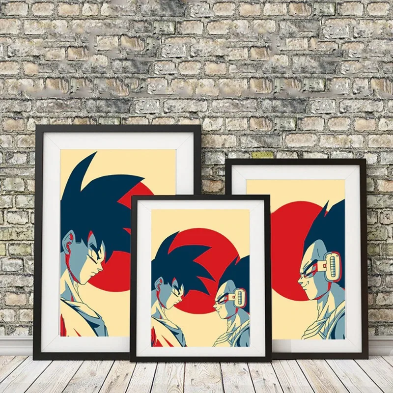 Dragon Ball Vintage Japanese Poster Vintage Canvas Painting Goku Vegeta Cartoon Kids Wall Painting Kids Gift