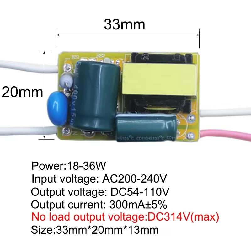 ไดรเวอร์ LED 8-24w 18-36w 36-50w หม้อแปลงไฟฟ้าอะแดปเตอร์จ่ายไฟ 280mA-300mA ไดรเวอร์กระแสคงที่แบบไม่แยกวงจรสำหรับไฟ LED