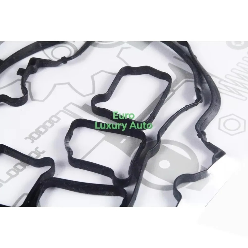 OEM Valve Cover Gasket Set A2710161221 + 4 Spark Plug Seals A2710161321 for Mercedes M271 C180 C200 E200 GLK200