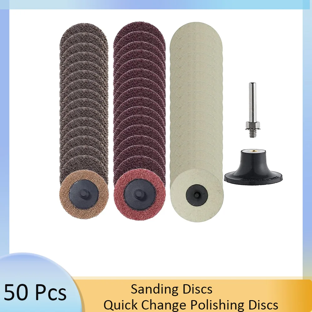 48 Pcs Sanding Discs, 2'' Quick Change Polishing Discs Surface Conditioning Discs with 1/4'' Holder for Die Grinder/Rotary Tools