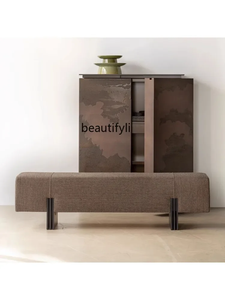

xzLight Luxury and Simplicity Fabric Soft Bag Shoe Changing Stool Designer Solid Wood Reliable Wall Bench Bedroom Tailstock Stoo