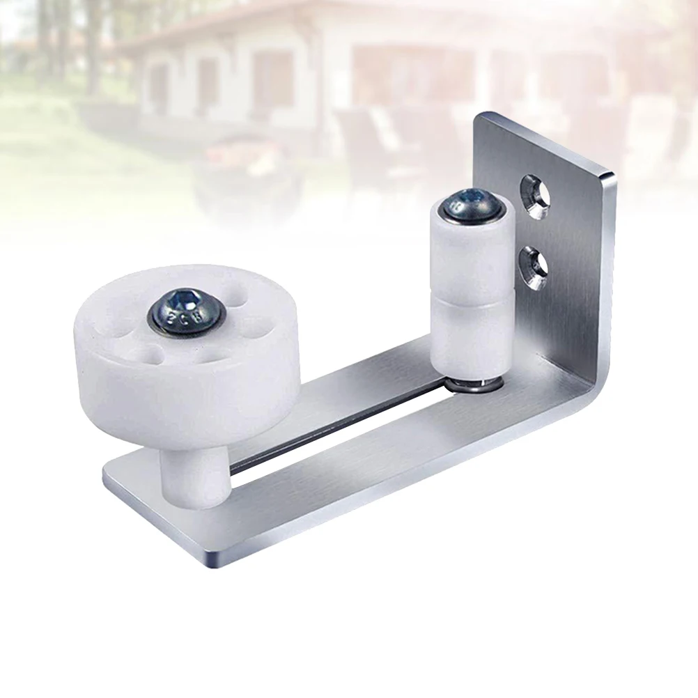 

2PCS Sliding Barn Door Stay Roller Guide Wall Floor Bottom Hardware Black Coated Carbon Steel Rust Resistant Smooth
