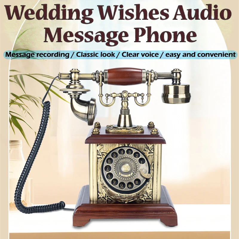 Wedding party blessing audio message telephone wheel turntable retro audio recorder memory party guest book art ornaments