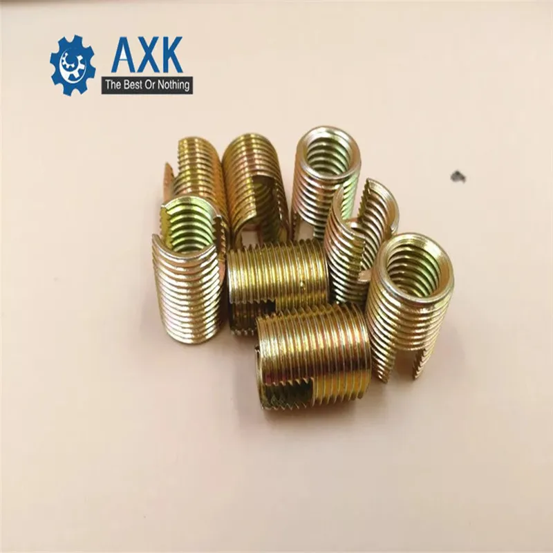 50pcs M4 Self Tapping Thread Insert Screw Bushing M4*M6.5*8mm 302 Slotted Type Wire Thread Repair Insert Steel With Zinc