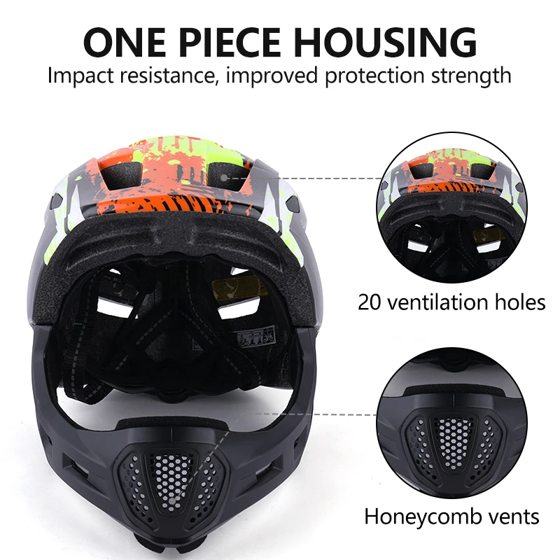 Eastinear-full Face Helmet for Children, Detachable Safety Hat, for Outdoor, Skateboard, Roller Skating, Riding, New