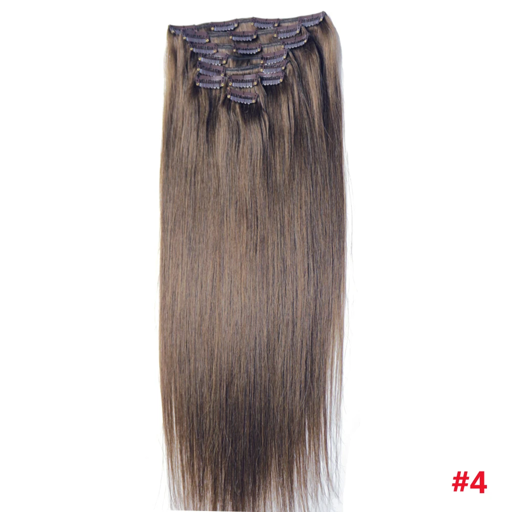 ZZHAIR 100% وصلات شعر ريمي بشري برازيلي 16 "-24" 8 قطعة مجموعة 120 جرام-140 جرام مقاطع في كامل الرأس مستقيم طبيعي