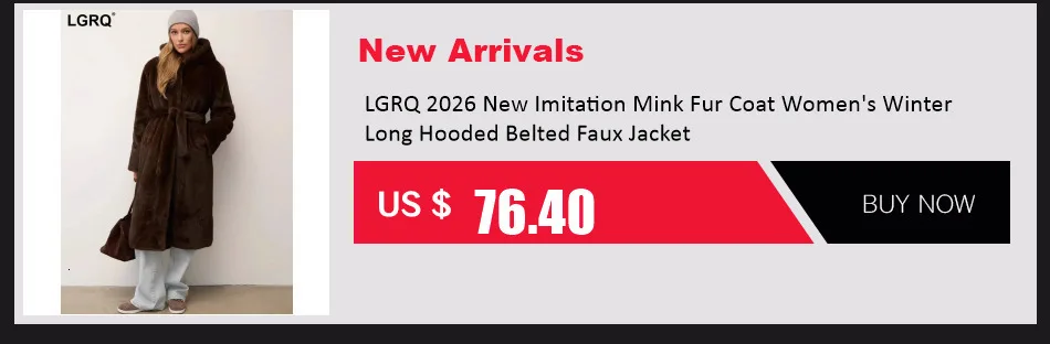 LGRQ 2026 Winter Fur Coat Women's Medium Long Waistless Spotted Long Sleeve Fake Fox Polka Dots Jacket Female Windbreaker WV9630