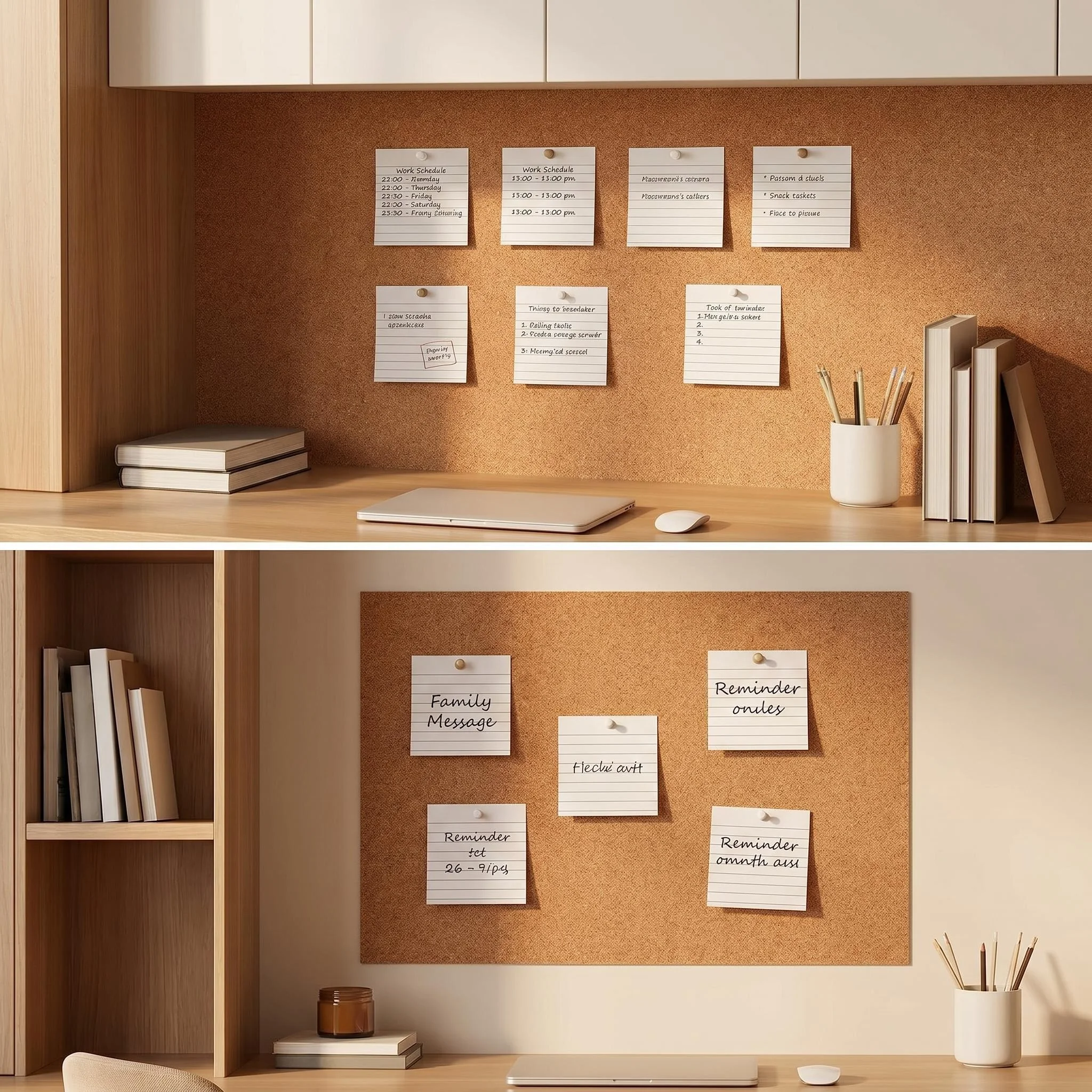 1 Roll of Self-Adhesive Cork Board Plus a Sticky Note Pad (80 Pages), 39.37* 9.45inch (100*24cm) 2mm Thick Cork Board with Strong Adhesive Backing, Suitable for Wall Bulletin Boards, Message Board Decoration, Sticky Notes, School Supplies, Office Decoration, Presentations, Parties, and DIY Crafts