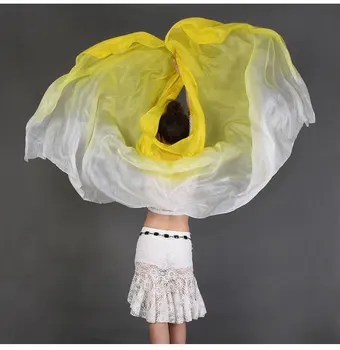 Accesorios de actuación de danza del vientre para mujer, velo de seda Real 100%, bufandas degradadas personalizadas, accesorios de baile