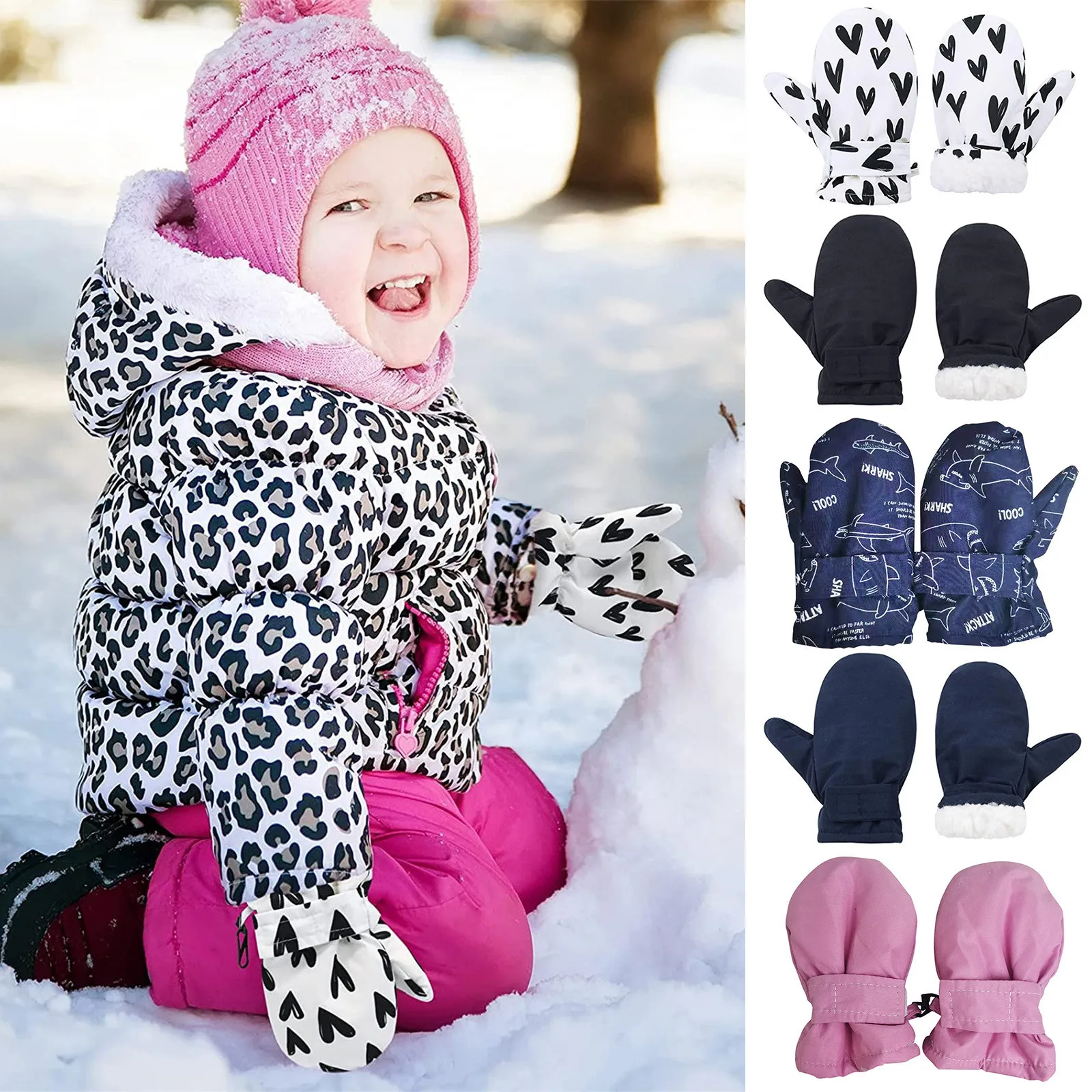 Waterproof Windproof Snow Gloves For Kids Toddler Snow Cartoon Gloves For Kids Baby Winter Mittens For Girls Boys Ropa De Niña