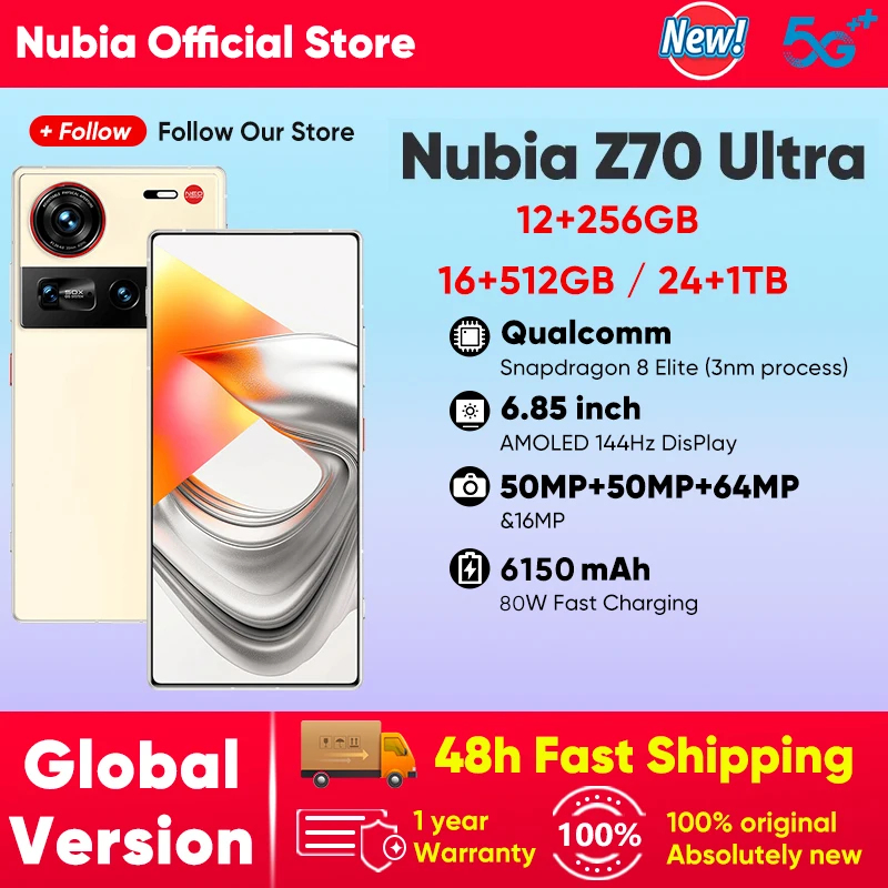 Global Version Nubia Z70 Ultra NX733J 5G Smartphone Snapdragon 8 Elite 6.85