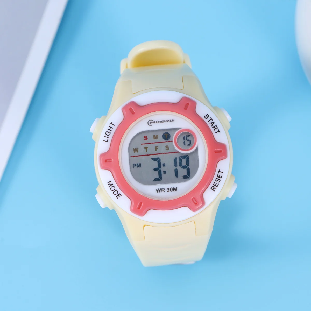 

Kids Luminous Waterproof Electronic Digital Watch Yellow Adjustable Band Birthday Gift Boys Girls Comfortable Plastic Watch