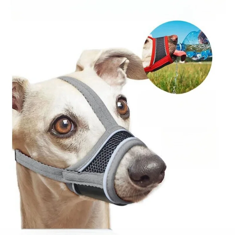 Poisoned Bait Protection Mouth Guard Soft Nylon Straps Doggy Mouthwear for Scary Big Dog Reflective Comfortable Mesh Muzzle