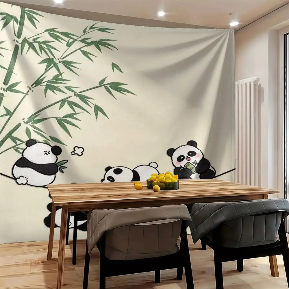 Panda Bamboo Print Tapestry Wall Hanging Tapestries Wall Blanket Backdrop Decor Adult Guest Room Gentle Wall Art
