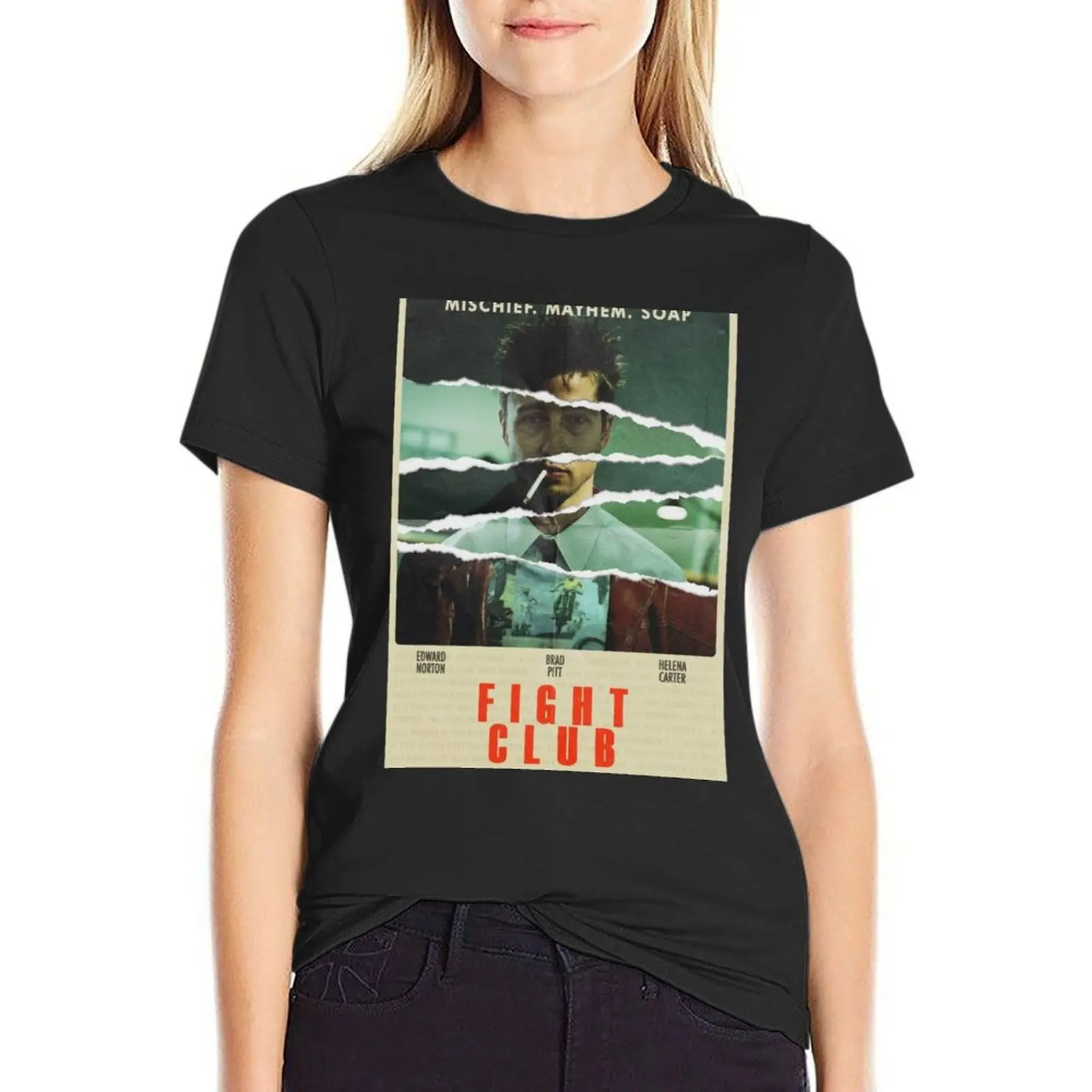 

Fight Club Smoker T-Shirt female funnys anime anime clothes black t-shirts for Women