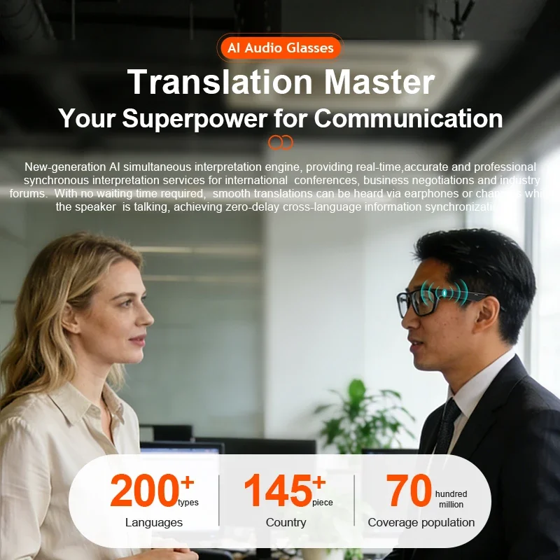 AI Translation Recording Audio Smart Glasses Headphones Ows Bone Conduction Listening Music Voice Call Multifunctional Glasses