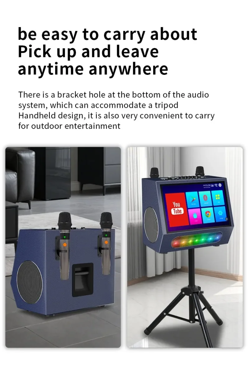 Portable TV Speaker Audio Display with System Microphone Lighting Karaoke 40-800W Wi-Fi Connection Portable Television Audio view 5