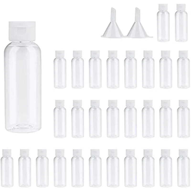 30PCS 10 20 30 50 60ML PET Plastic Lotion Bottle Small Squeeze Bottle Leak Proof Sample Container with Flip Cap Travel Fill Vial