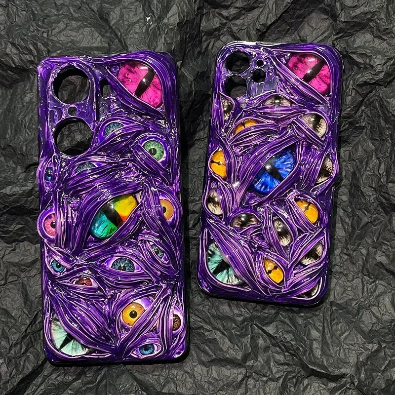 4037 Original Handmade Phone Case 3D Luminous Cthulhu Eyes Customized Horror Gothic Punk Dark Cthulhu Halloween Cell Phone Case