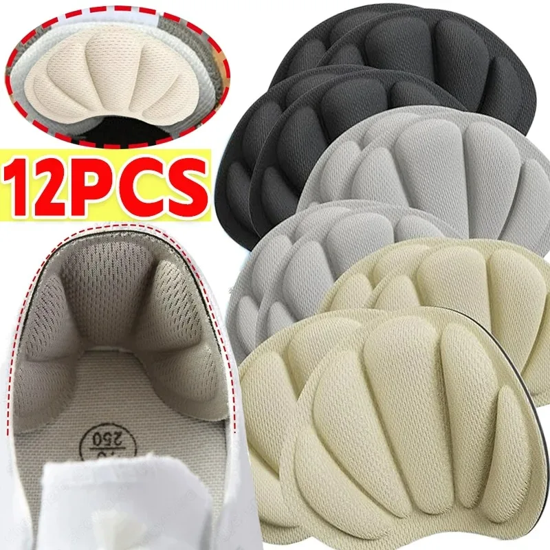 12pcs Fan-shaped Sports Shoes Pads 4D Sponge Soft Heel Insole Anti Friction Adjustable Size Insert Foot Care Shoe Accessories