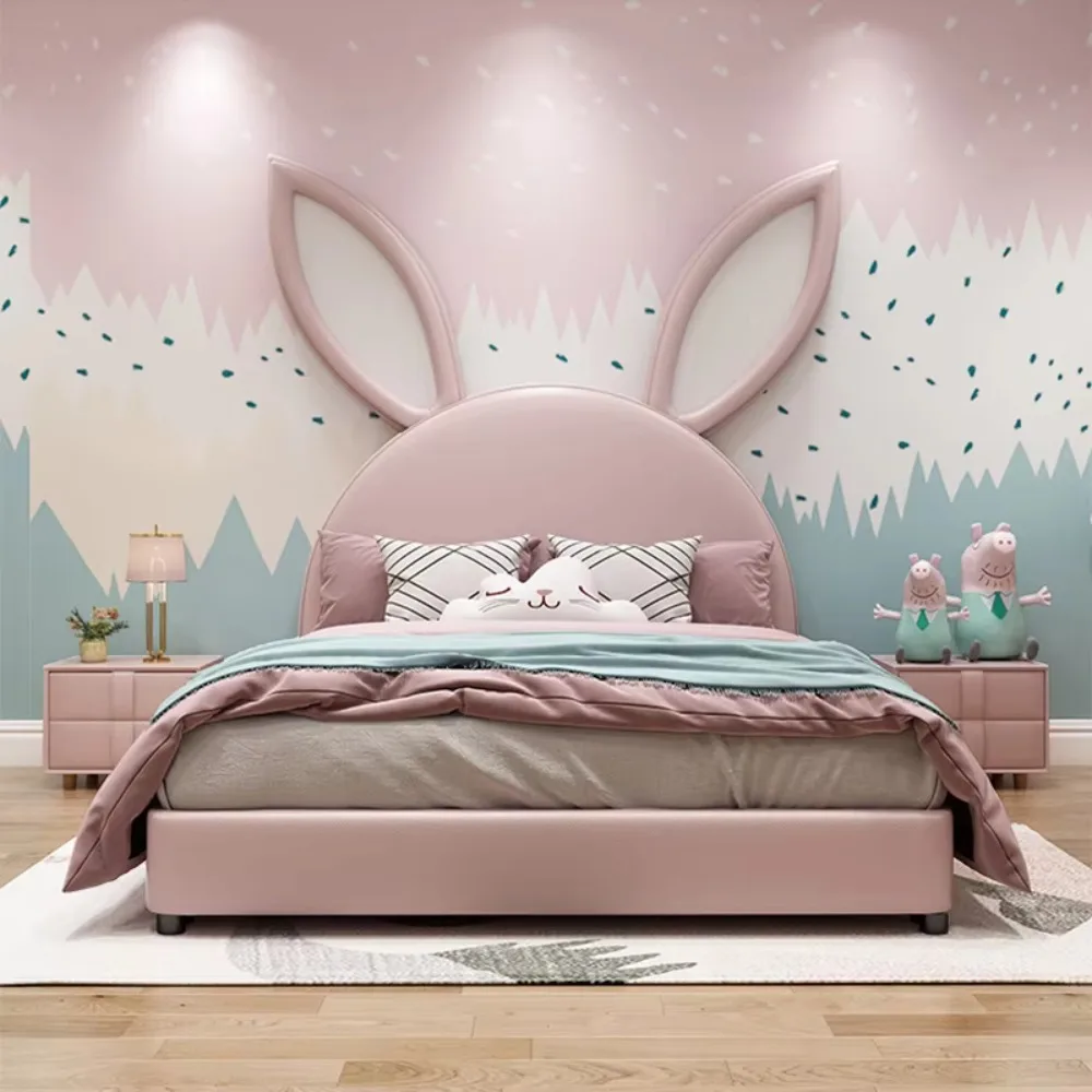Children Rabbit New Design Bed Girls Princess Pink Boy Lovely Double Kids Bed Bedroom Furniture Set