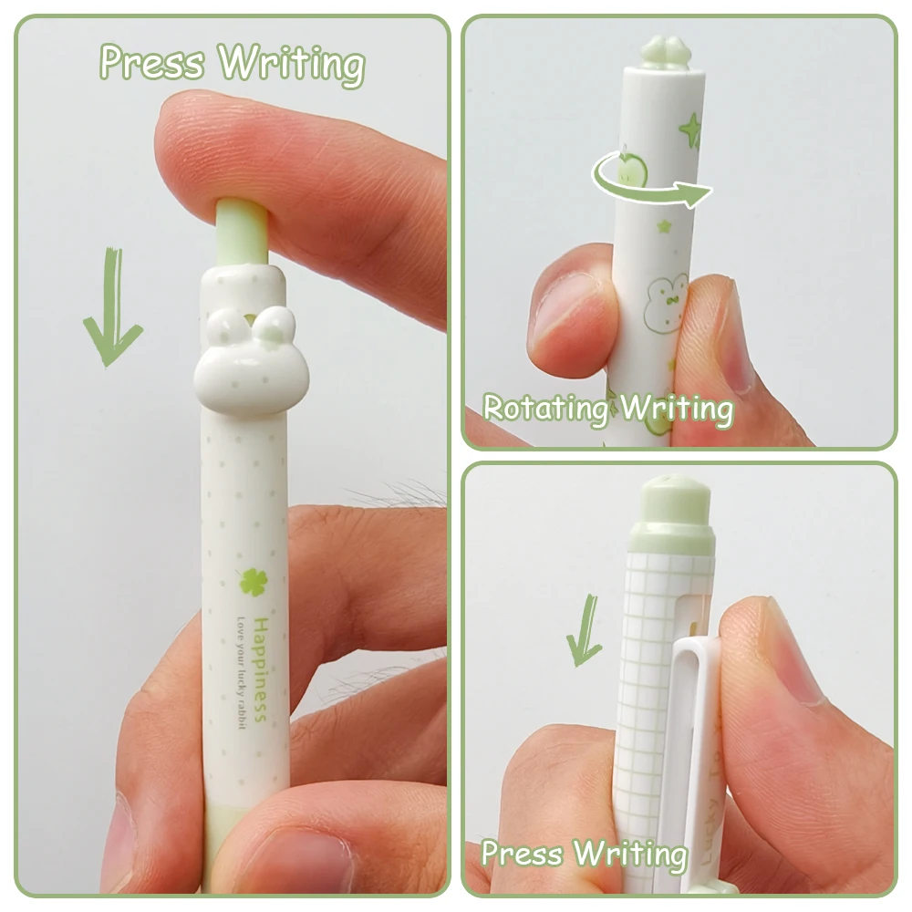 4Pcs Cute Rabbit Gel Pen Set 0.5mm Fun Four-Leaf Clover Quick-Drying Pen Creative Cartoon Black Pen School & Office Supplies