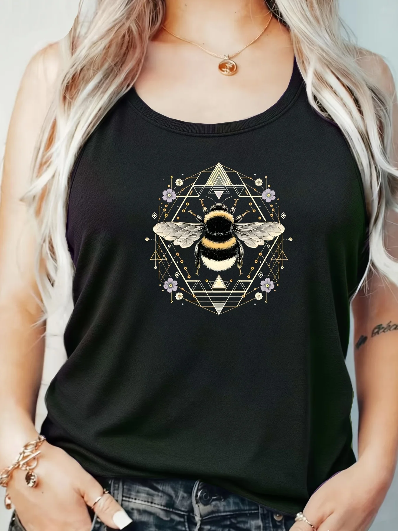 

Loose Fit Printed Pocket T-Shirt for Women with Ribbed Collar round Neck 1-8XL plus Size Comfortable Casual Vest