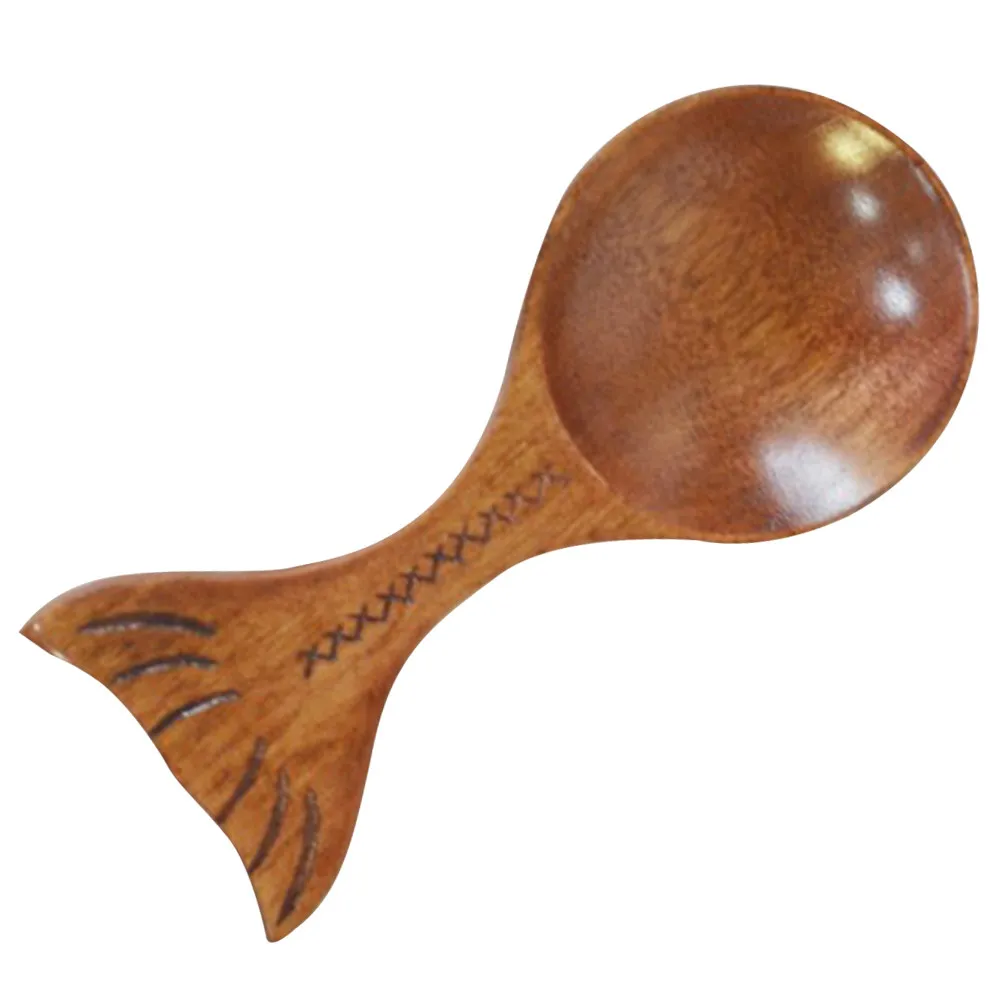 Fish Shape Wood Coffee Scoop Wooden Measuring Smooth Sanding Kitchen Coffee Bean Scoop Handle Home Use