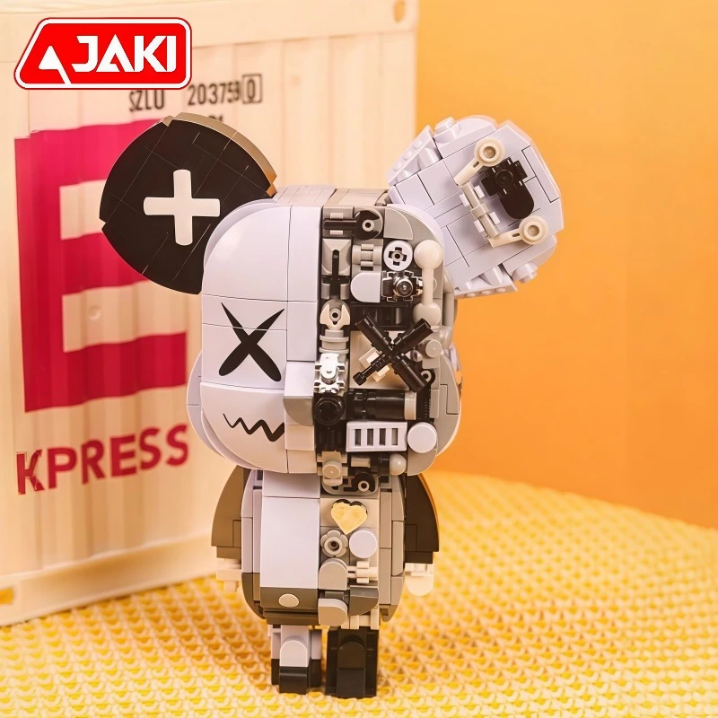 JAKI Bearbrick Blocs de construction à assembler, corps magnétique, modèle de dessin animé, figurine de collection de bureau, cadeaux de vacances pour enfants