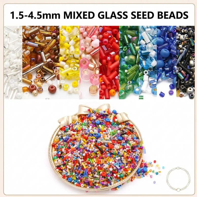 800Pcs Mixed Glass Seed Beads Multi Shapes Spacer Beads For DIY Wedding Craft Sewing Embroidery Bead  Clothing DIY Accessories