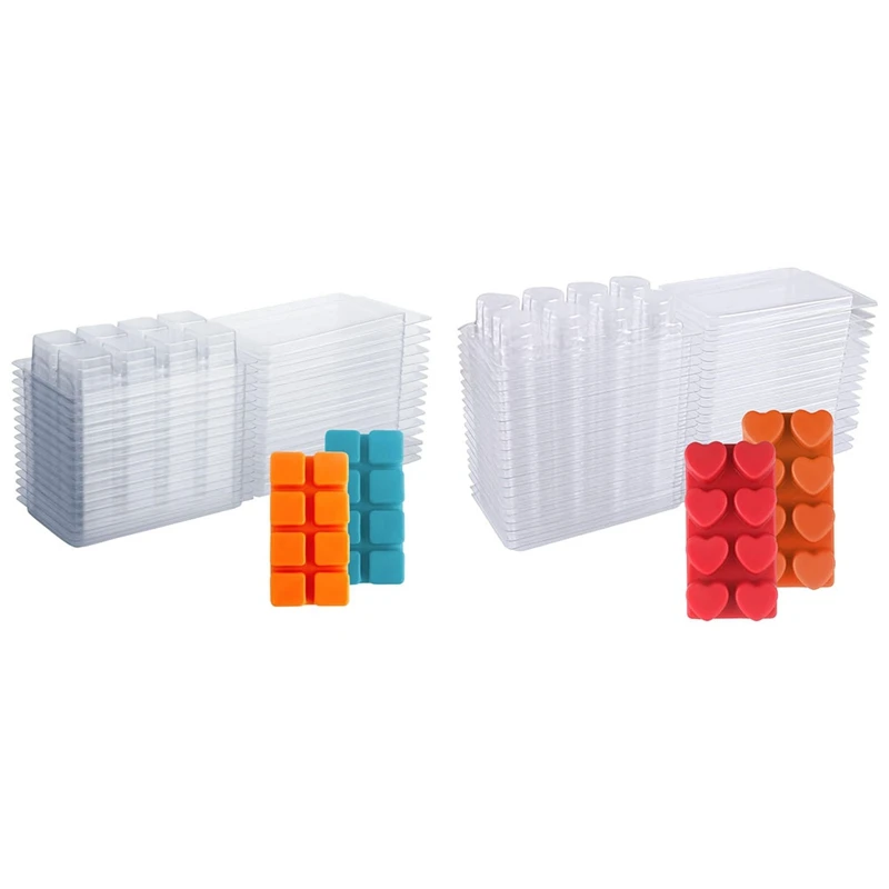 Wax Melt Containers-8 Cavity Clear Empty Plastic Wax Melt Molds-25 Packs Clamshells For Tarts Wax Melts.