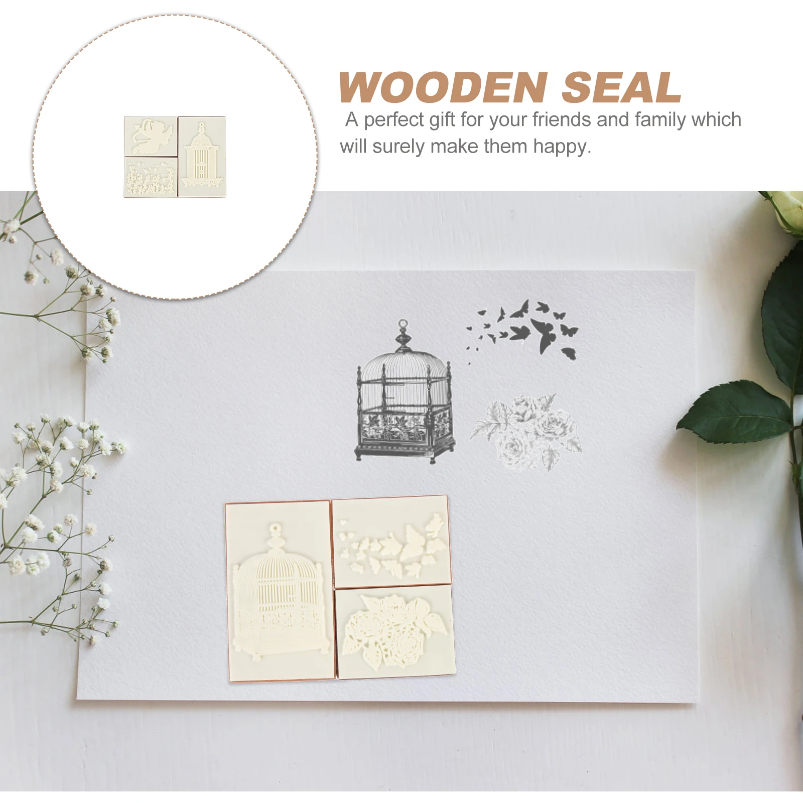 

DIY Hand Note Seal Craft Rubber Stamps Fudge Decorative Book Stamper Beech for Journaling Baby