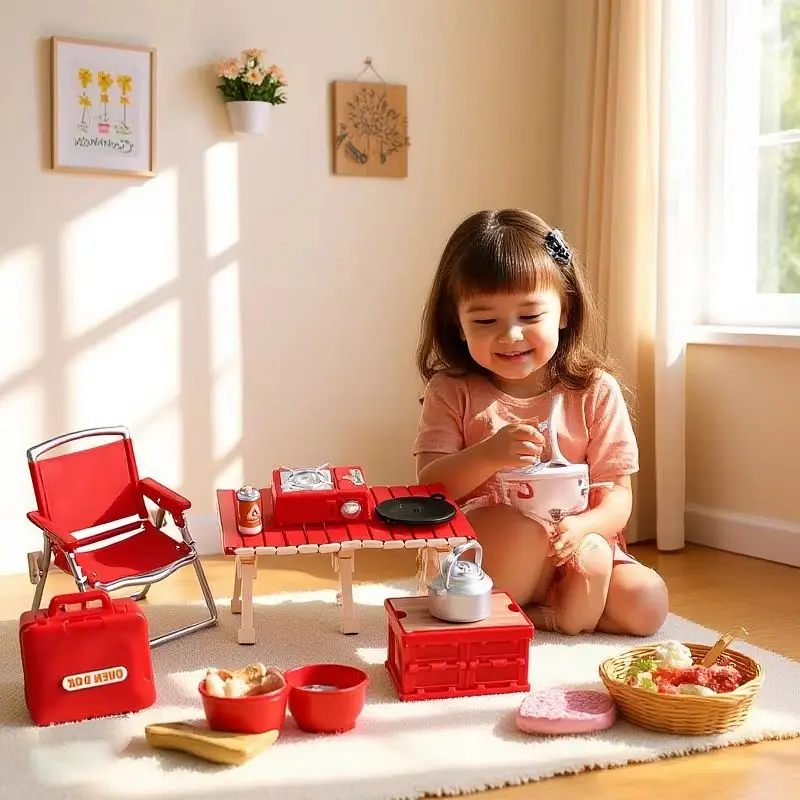 

1:12 кукольный домик, миниатюрный набор для кемпинга и пикника, складной стул, газовая плита, модель для декора кукольного дома, аксессуары, игрушки, подарок, ролевые