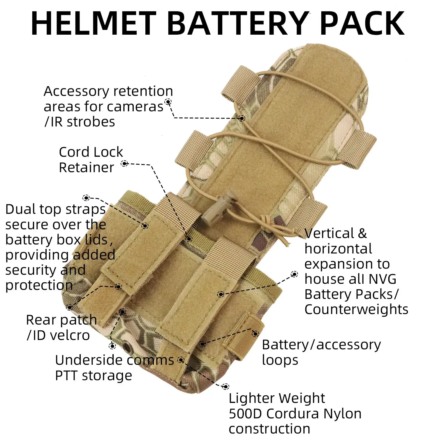 Tactical Helmet Battery Counterweight Pouch MK2 Balance Weight Bag Battery Pack with Hook Loop for Airsoft CS Helmet Accessories - view 5