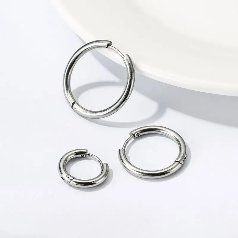 5 pair Women/Man Stainless Steel Small Hoops Earring Piercing Ear Cartilage Tragus Simple Thin Circle Anti-allergic Ear Buckle image 3