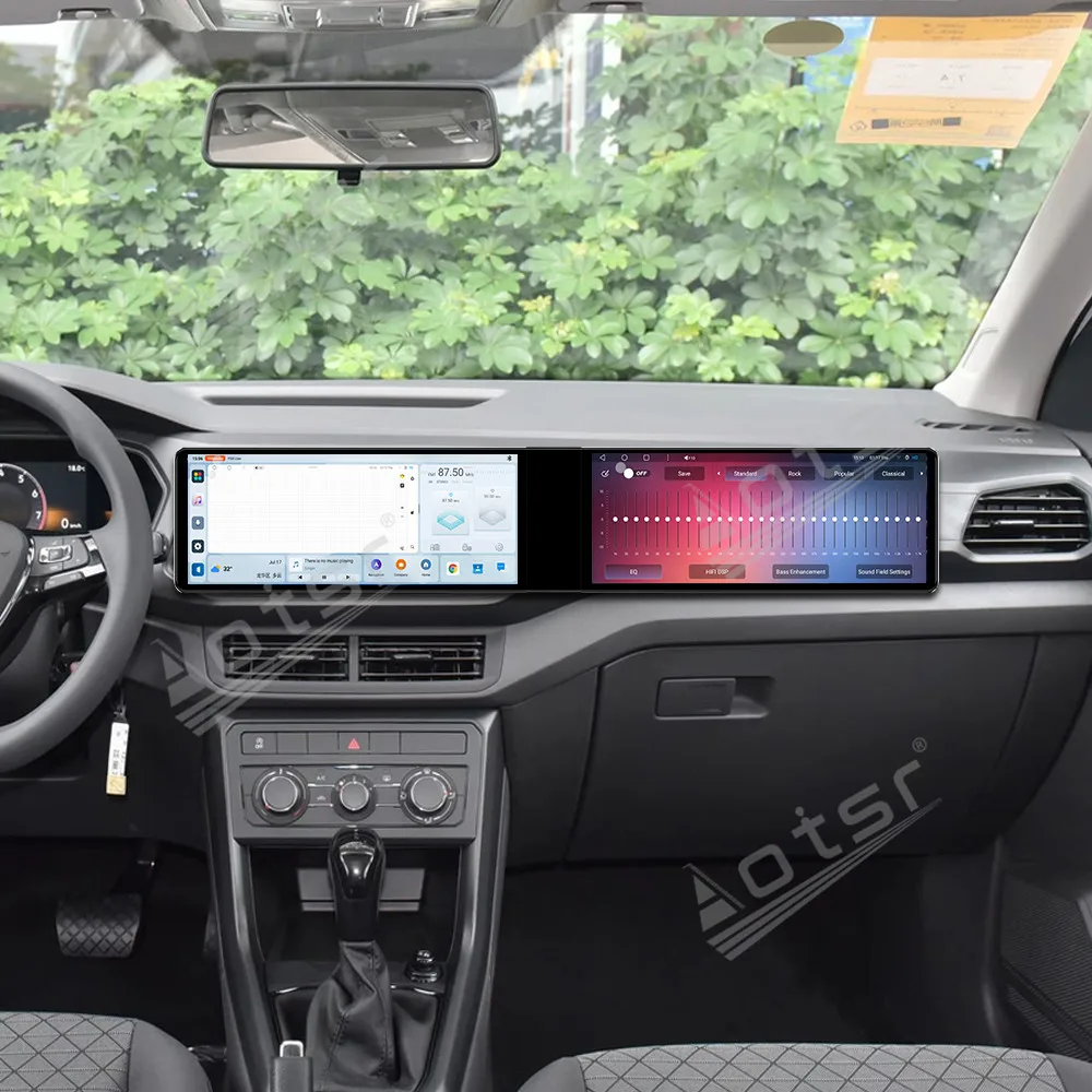 

Двойной экран для Volkswagen T-Cross 2019 ~ 2023 Android Auto автомобильный радиоприемник мультимедийный плеер GPS-навигация стерео приемник головное устройство