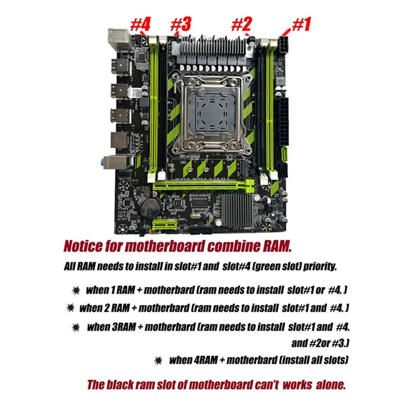 Материнская плата X79G LGA2011 + процессор E5 2670 V2 + ОЗУ DDR3 4X4G + термопаста + кабель SATA поддержка M.2 NVME PCIE X16 USB2.0 SATA3.0